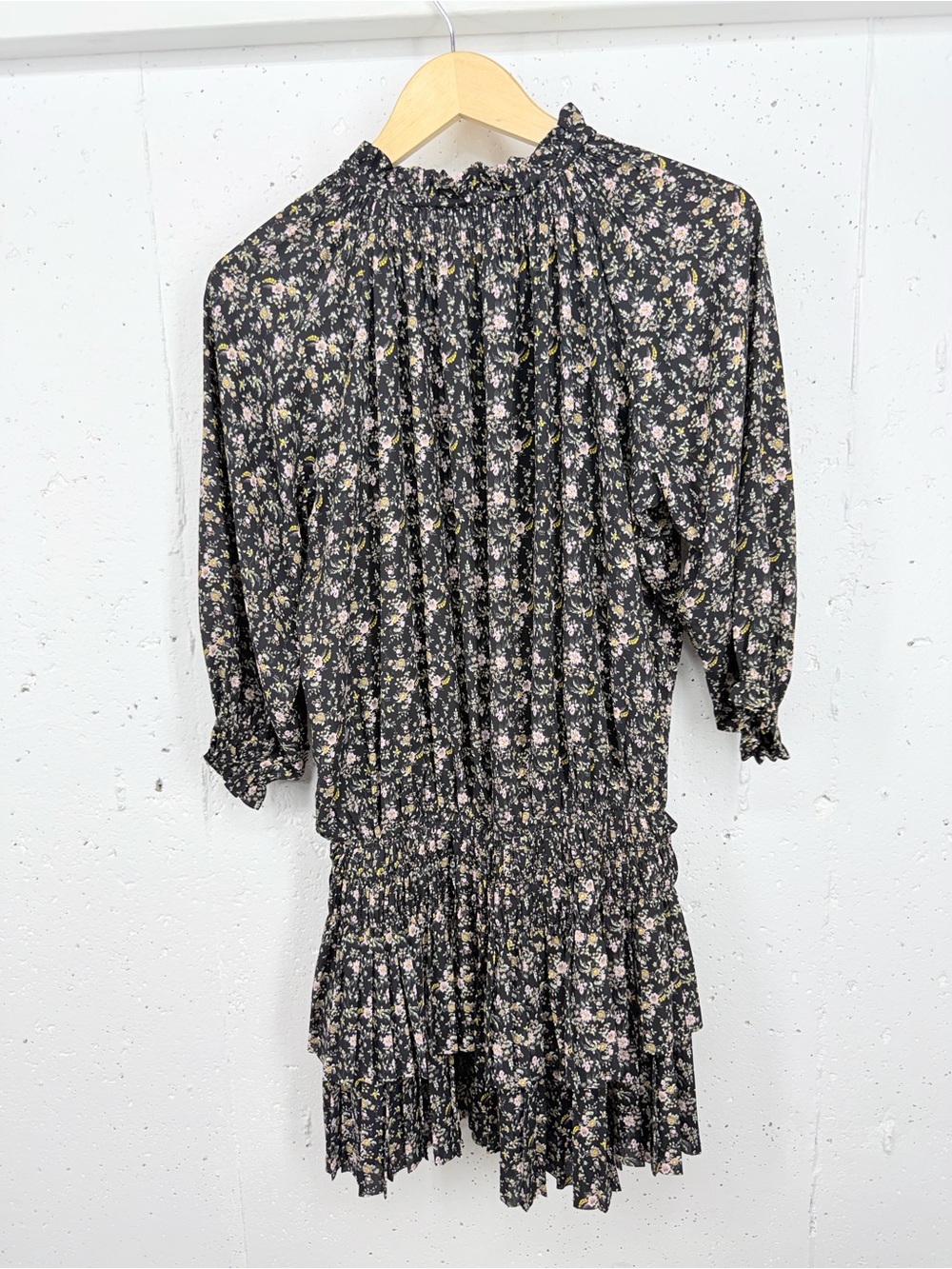 Current Air Small Black Floral Long Sleeve Smocked Ruffled Tiered Mini Dress - Picture 7 of 13